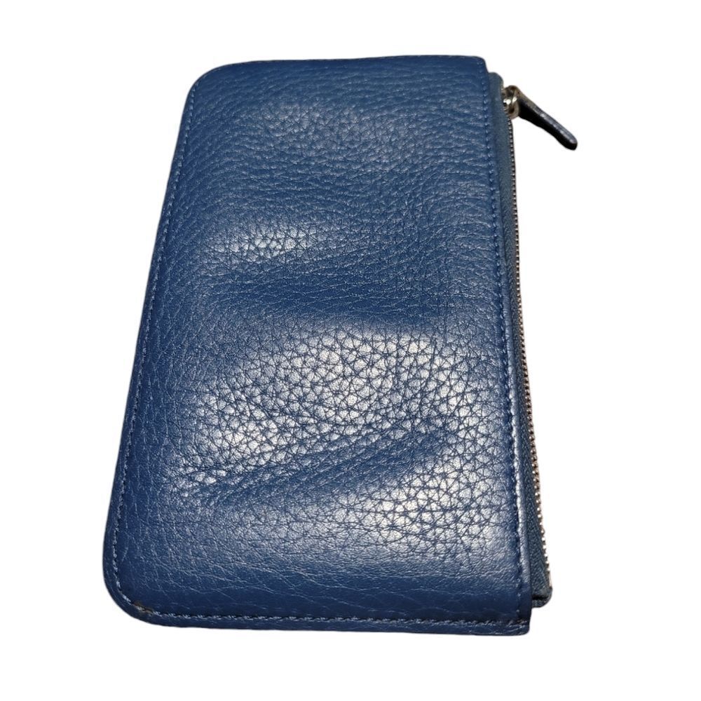 Fendi Sellerial Coin Wallet Card Holder Blue Calf Skin Leather